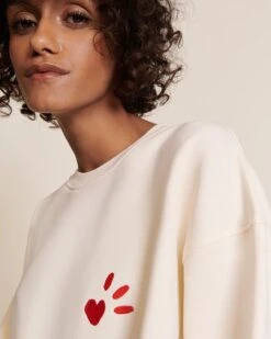 Le Sweat L'amour Est Déclaré Adulte En Coton Bio - Crème / Rouge -Bijoux Magasin S24SweatLadyD L amourestdeclare cremeemoiemoi 20 1788web