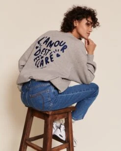 Le Sweat L'amour Est Déclaré Adulte En Coton Bio - Gris Chiné