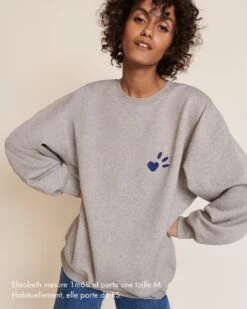 Le Sweat L'amour Est Déclaré Adulte En Coton Bio - Gris Chiné -Bijoux Magasin S24SweatLadyD L amourestdeclare gris jeanindigoemoiemoi 20 1679legendeweb
