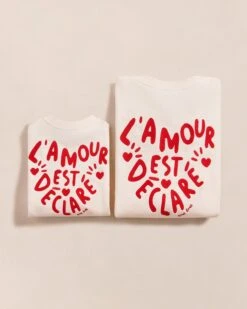 Le Duo De Sweats L'amour Est Déclaré En Coton Bio - Crème / Rouge