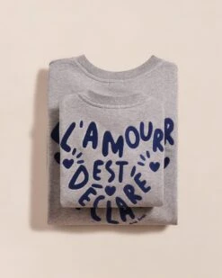 Le Sweat L'amour Est Déclaré Enfant En Coton Bio - Gris Chiné -Bijoux Magasin S24SweatSam L amourestdeclare gris SweatLadyD L amourestdeclare grisCOMPOemoiemoi 15 388web
