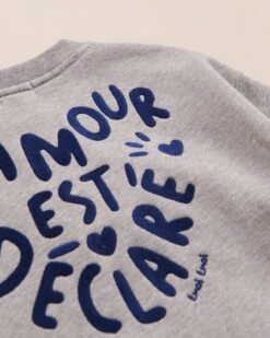 Le Sweat L'amour Est Déclaré Enfant En Coton Bio - Gris Chiné -Bijoux Magasin S24SweatSam L amourestdeclare grisemoiemoi 15 360web