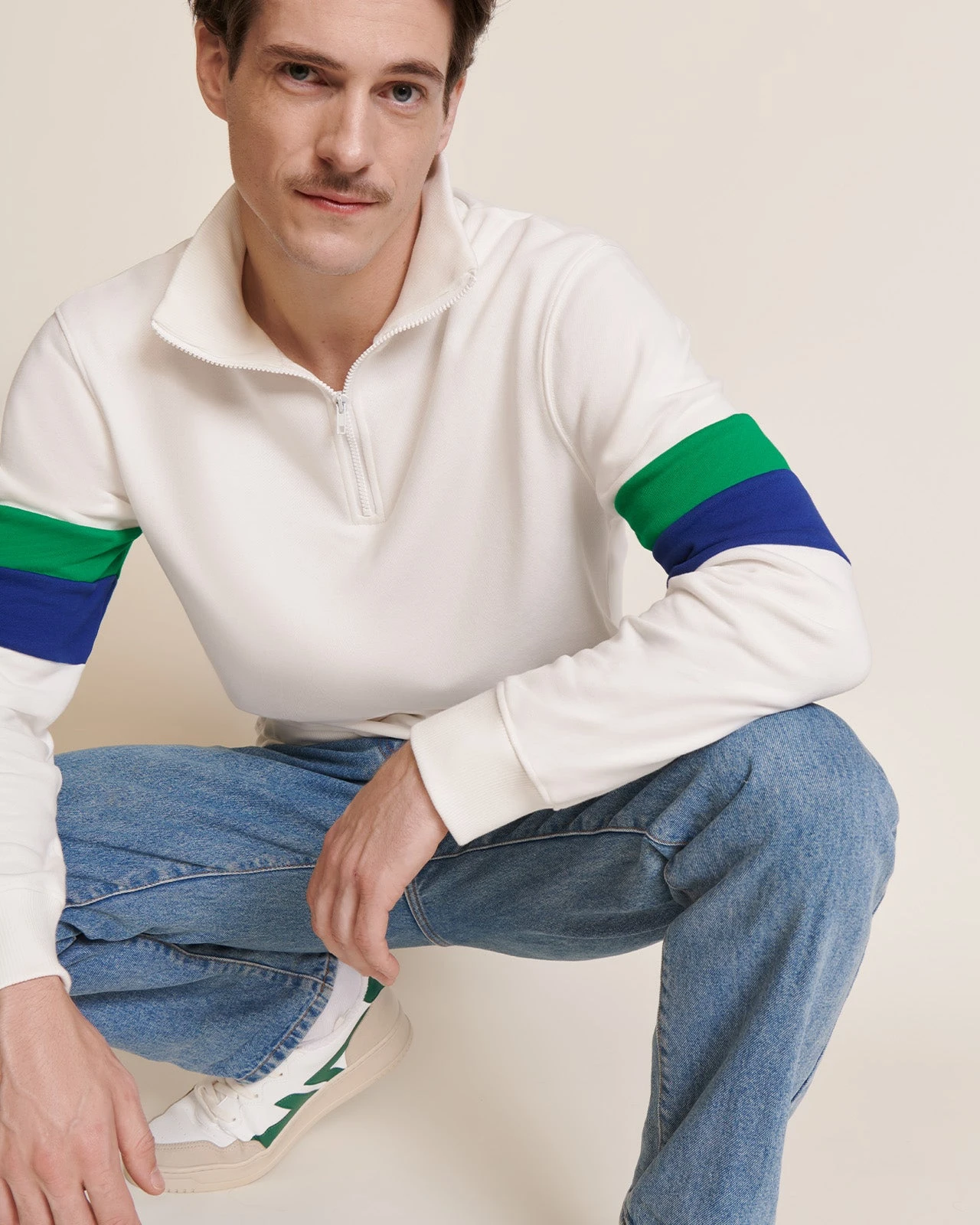 Le Sweat Stanny En Coton Bio Et Col Zippé - Blanc 3 Le Sweat Stanny En Coton Bio Et Col Zippé - Blanc