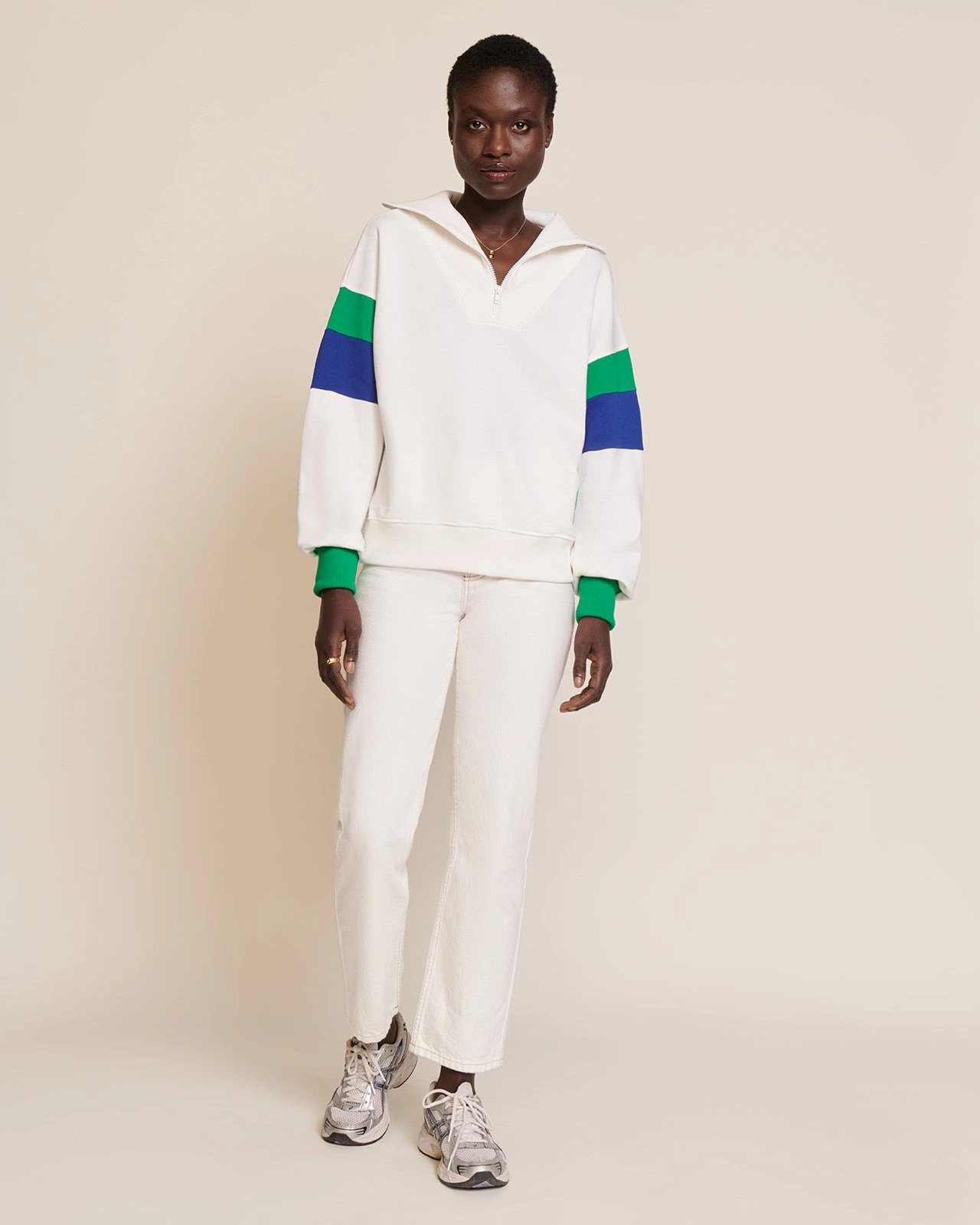 Le Sweat Sunny En Coton Bio Et Col Zippé - Blanc 6 Le Sweat Sunny En Coton Bio Et Col Zippé - Blanc – Image 4