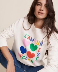 Le Sweat L'amour Est Déclaré Femme En Coton Bio - Multicolore