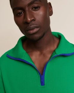 Le Sweat Stanny En Coton Bio Et Col Zippé - Vert -Bijoux Magasin S24SweatTrappeurStanny Molleton vertemoiemoi 02 1236web