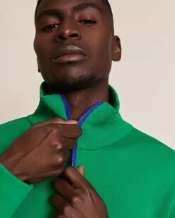 Le Sweat Stanny En Coton Bio Et Col Zippé - Vert -Bijoux Magasin S24SweatTrappeurStanny Molleton vertemoiemoi 02 1243web