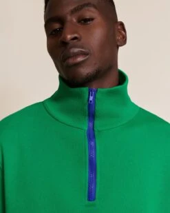 Le Sweat Stanny En Coton Bio Et Col Zippé - Vert -Bijoux Magasin S24SweatTrappeurStanny Molleton vertemoiemoi 02 1248web