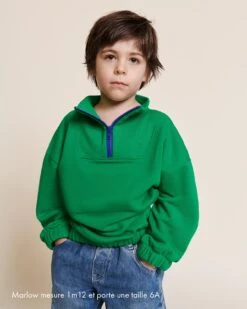 Le Sweat Sun En Coton Bio Et Col Zippé - Vert -Bijoux Magasin S24SweatTrappeurSun Molleton vertemoiemoi 29 2601legendeweb