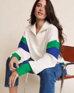 Le Sweat Sunny En Coton Bio Et Col Zippé - Blanc