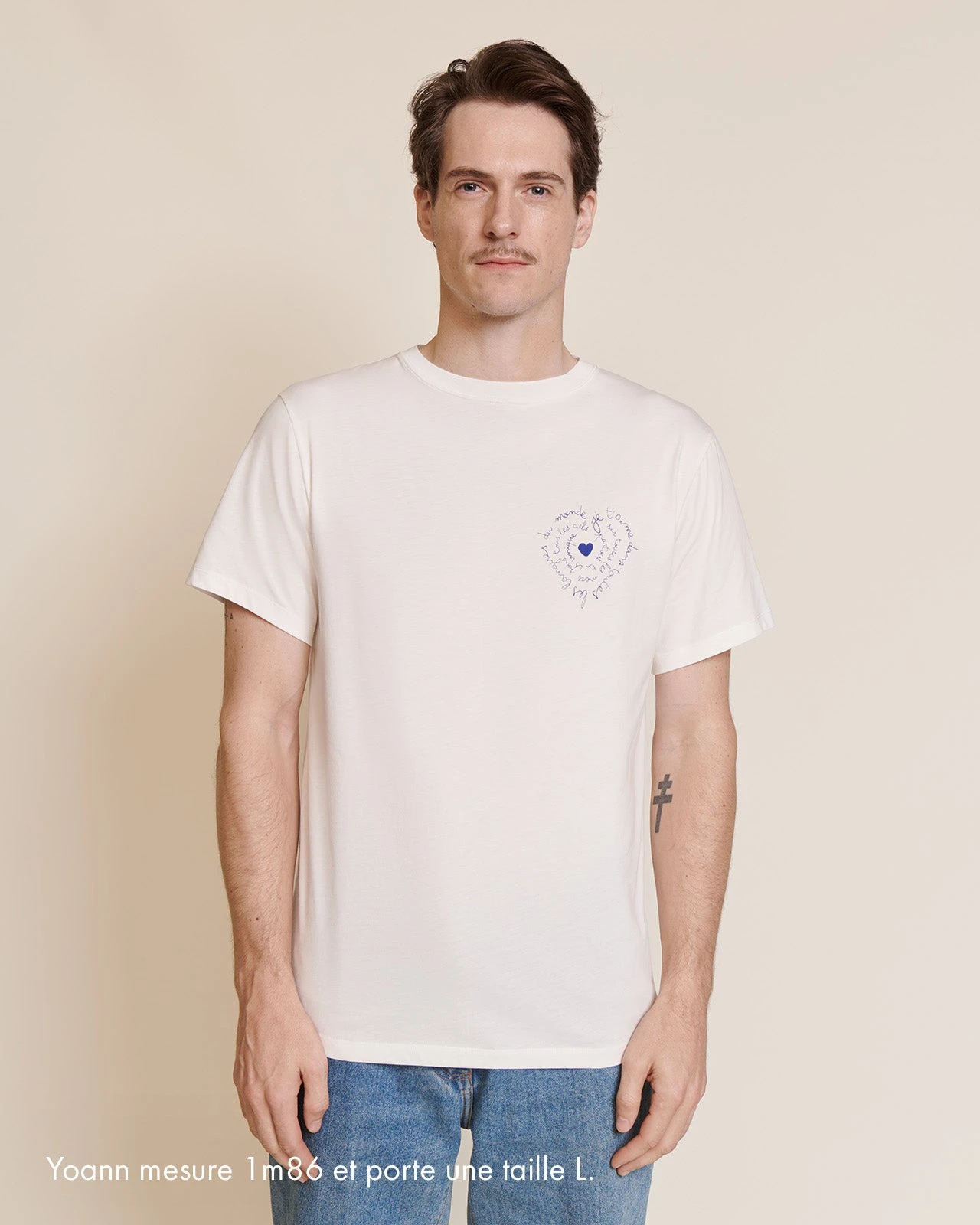 Le T-shirt Je T'aime Homme En Coton Bio - Blanc 4 Le T-shirt Je T'aime Homme En Coton Bio - Blanc – Image 2