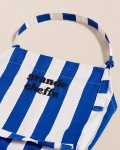 Le Tablier Grande Cheffe à Rayures En Coton - Bleu -Bijoux Magasin S24Tablier Grandecheffe imprimerayures bleuemoiemoi 23 617web