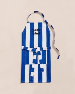 Le Tablier Petit Chef à Rayures En Coton - Bleu