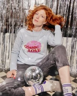 Le Sweat Cosmic Love Femme En Coton Bio - Bleu