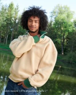 Le Sweat Stan En Polaire Recyclée Et Col Zippé - Latte -Bijoux Magasin SWEAT POLAIRE ADAM ZIPPE