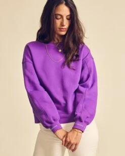 Le Sweat L'amour Est Cosmique Femme En Coton Bio - Ultraviolet -Bijoux Magasin SWL amourestcosmiquevioletfemme2 1280x1600px