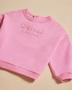 Le Sweat Embossé Le Grand Amour Enfant En Coton Bio - Rose