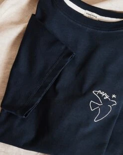 Le T-shirt Brodé Papy Bird En Coton Bio - Charbon -Bijoux Magasin T shirt papy birds