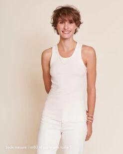 Le Débardeur Debra En Lyocell Côtelé - Blanc -Bijoux Magasin TAILLEdebardeurblanc