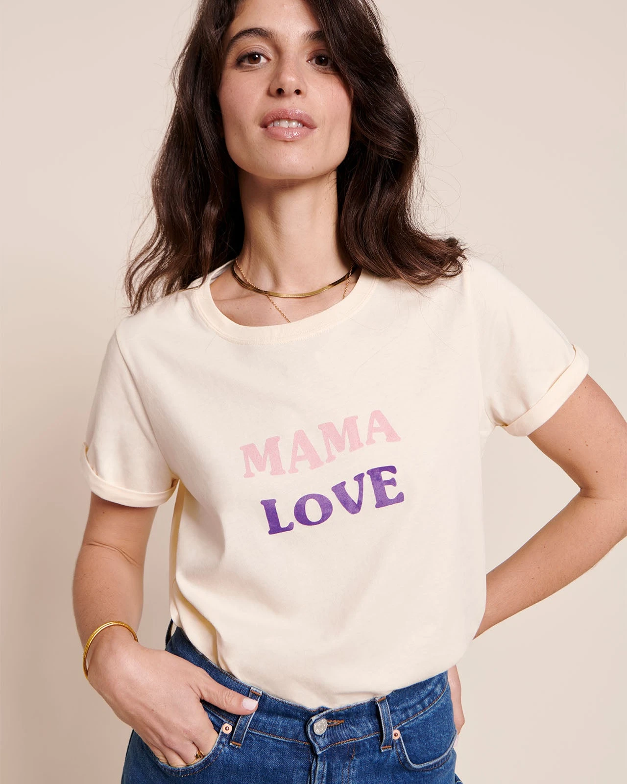 Le T-shirt Mama Love En Coton Bio - Crème 4 Le T-shirt Mama Love En Coton Bio - Crème – Image 2