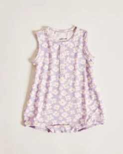 La Barboteuse Barnabé En Tencel - Anémones Lilas -Bijoux Magasin la barboteuse anemones mini en tencel lilas 1