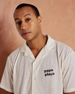 La Chemise Papa Playa En Coton Et Lin - Crème -Bijoux Magasin la chemise papa playa en coton et lin creme 2