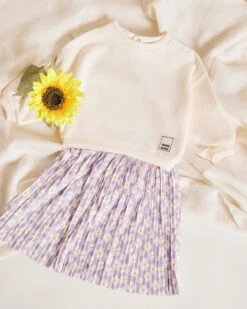 La Jupe Plissée Angèle - Anémones Lilas -Bijoux Magasin la jupe plissee anemones mini enfant lilas 1