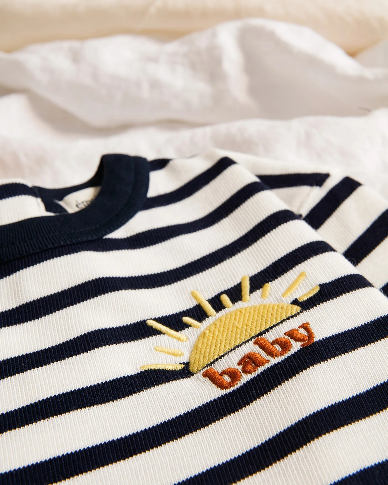 La Marinière Brodée Baby Sunshine En Coton - Ivoire 3 La Marinière Brodée Baby Sunshine En Coton - Ivoire