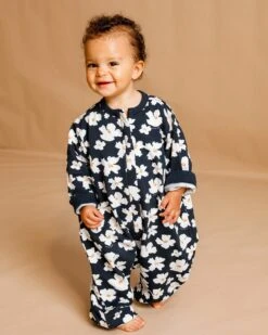 La Mini Combi Célestine En Coton Bio - Anémones Bleu Nuit -Bijoux Magasin la mini combi celestine en coton bio anemones bleu nuit 3