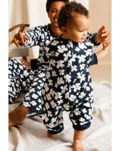 La Mini Combi Célestine En Coton Bio - Anémones Bleu Nuit -Bijoux Magasin la mini combi celestine en coton bio anemones bleu nuit 7