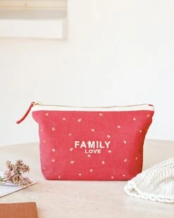 La Pochette Brodée Family Love Rouge