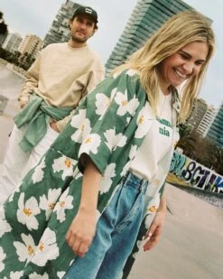 La Robe Chemise Rosita En Coton Et Lin - Anémones Olive -Bijoux Magasin la robe chemise anemones maxi femme en coton et lin olive 18