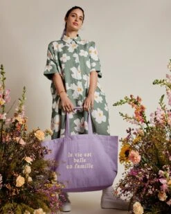 La Robe Chemise Rosita En Coton Et Lin - Anémones Olive -Bijoux Magasin la robe chemise anemones maxi femme en coton et lin olive 3