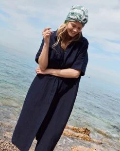 La Robe Chemise Rosita En Coton Et Lin - Bleu Nuit