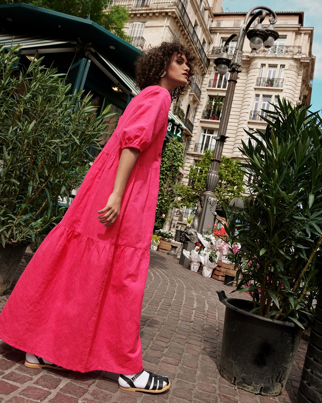 La Robe Raquel Femme En Coton Et Lin - Fuschia 8 La Robe Raquel Femme En Coton Et Lin - Fuschia – Image 6