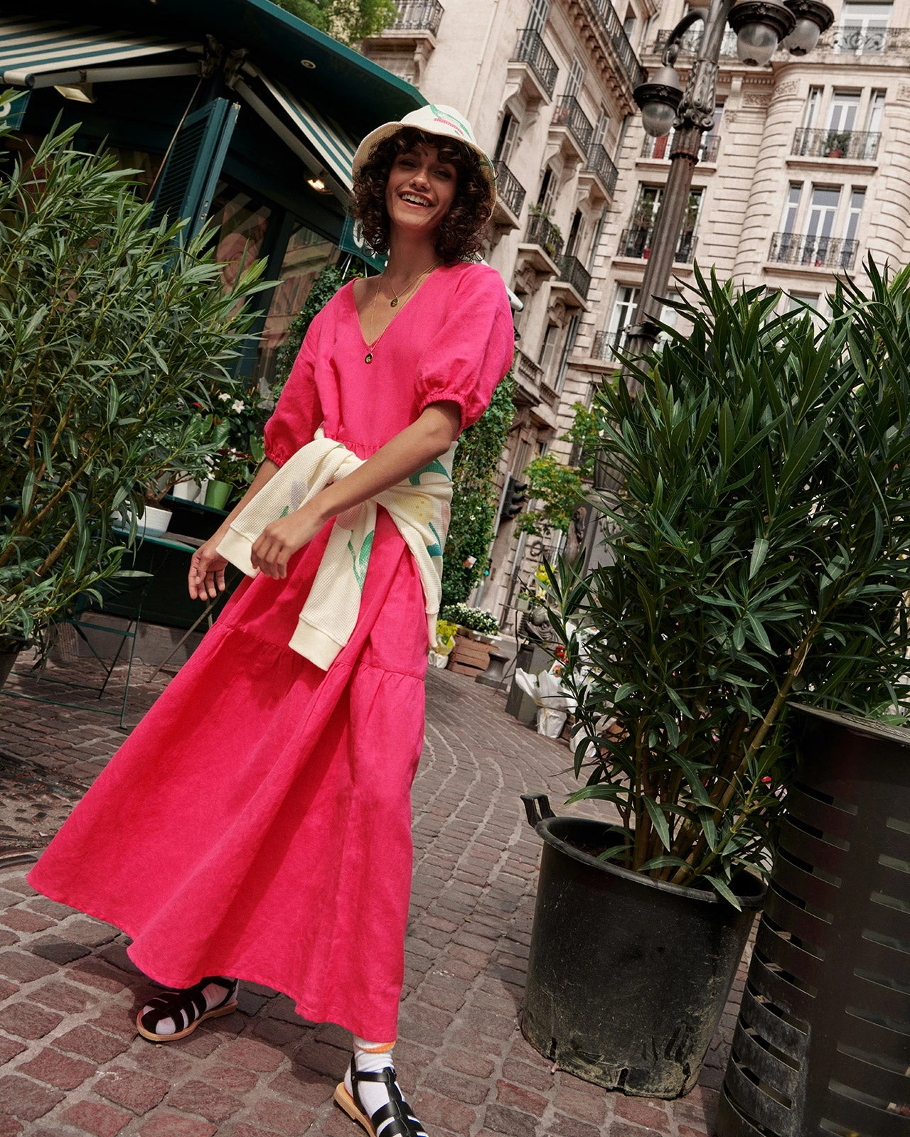 La Robe Raquel Femme En Coton Et Lin - Fuschia 11 La Robe Raquel Femme En Coton Et Lin - Fuschia – Image 9