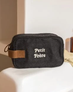 La Trousse De Toilette Petit Frère En Laine - Gris Anthracite
