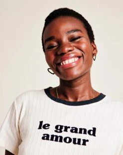 Le Duo De T-shirts Le Grand Amour Femme / Enfant - Crème -Bijoux Magasin le duo de t shirts le grand amour femme enfant creme 1