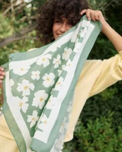 Le Foulard En Coton Bio - Anémones Olive