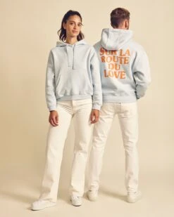Le Hoodie Sur La Route Du Love En Coton Bio Femme - Bleu -Bijoux Magasin le hoodie sur la route du love en coton bio femme bleu 5