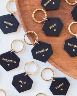 Le Porte-clés Grand-père En Cuir Navy - Fauvette X émoi émoi - Message Au Choix -Bijoux Magasin le porte cles grand pere en cuir navy fauvette x emoi emoi message au c