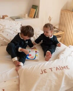 Le Pyjama Family Party Enfant En Coton Bio Nid D'abeille - Charbon -Bijoux Magasin le pyjama family party enfant en coton bio nid dabeille charbon 6