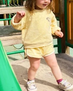 Le Short Sunny En éponge - Vanille -Bijoux Magasin le short brode baby sun bird eponge en coton bio vanille 3