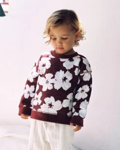 Le Sweat Anémones Maxi Enfant En Coton Bio - Bordeaux