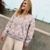Le Sweat Scarlett En Coton Bio - Anémones Lilas -Bijoux Magasin le sweat anemones maxi femme en coton bio lilas 10