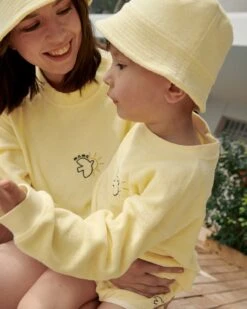 Le Sweat Baby Bird En éponge - Vanille -Bijoux Magasin le sweat brode baby sun bird eponge en coton bio vanille 5
