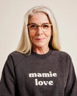 Le Sweat Brodé Mamie Love En Coton Bio - Gris Anthracite -Bijoux Magasin le sweat brode mamie love en coton bio gris anthracite 3