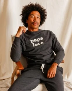 Le Sweat Brodé Papa Love En Coton Bio - Gris Anthracite