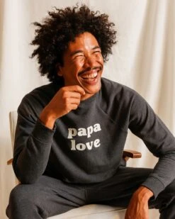 Le Sweat Brodé Papa Love En Coton Bio - Gris Anthracite -Bijoux Magasin le sweat brode papa love en coton bio gris anthracite 3