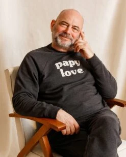 Le Sweat Brodé Papy Love En Coton Bio - Gris Anthracite -Bijoux Magasin le sweat brode papy love en coton bio gris anthracite 3